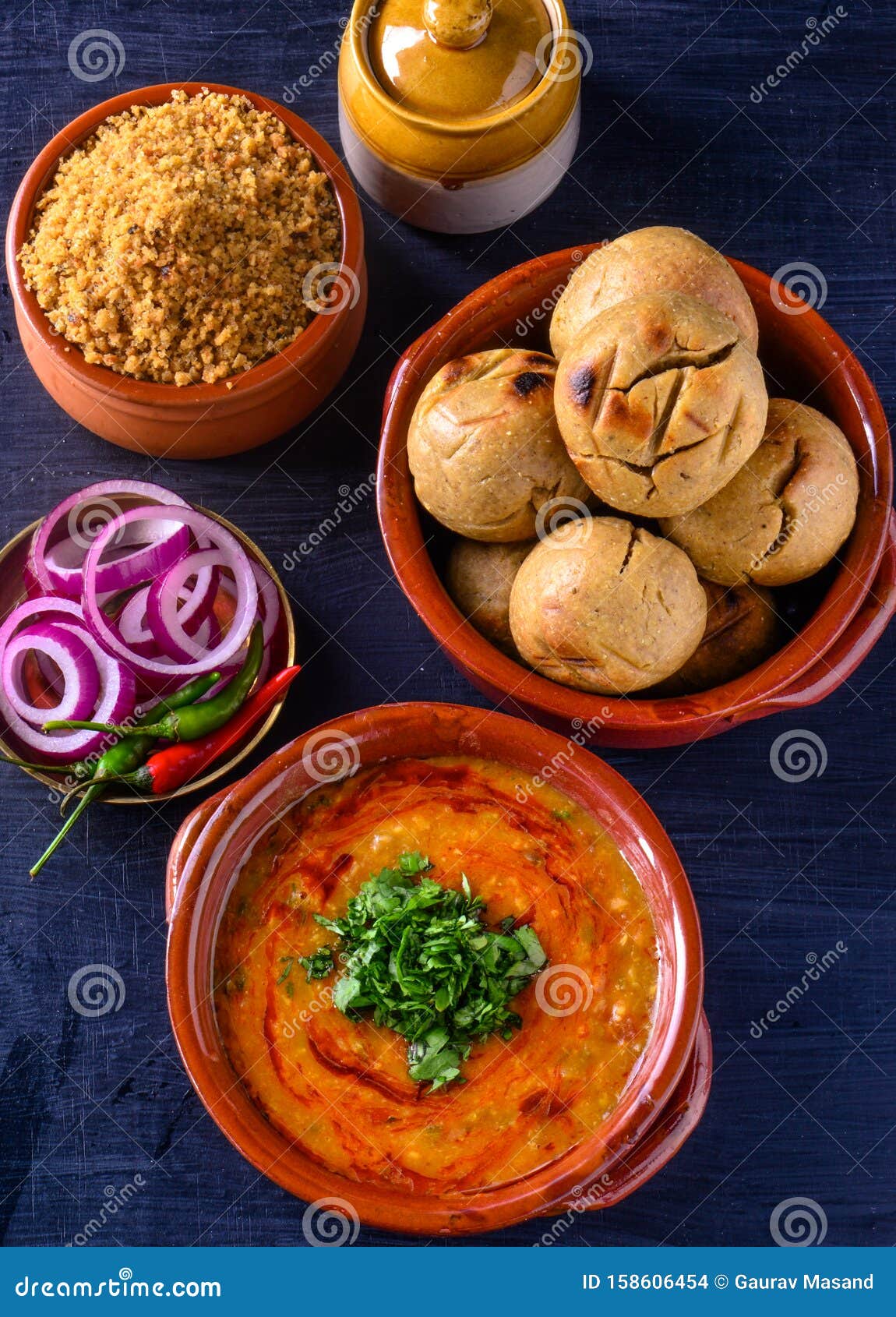 indian rajasthani meal-dal baati churma