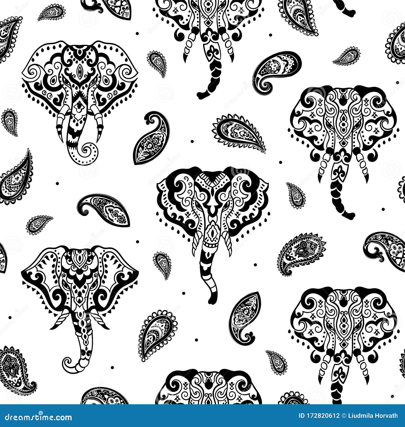 Indian Rug Tribal Ornament Pattern With Elephants Aztec Towel Yoga Mat Vector Lace Henna Tattoo Style Stock Vector Illustration Of Medallion Ornament 172820612