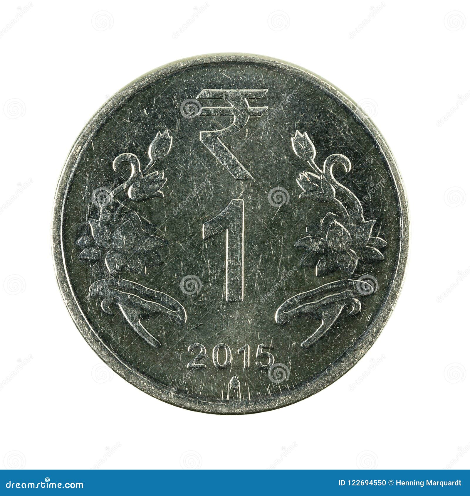 1 Indian Rupee Coin 2015 Obverse Stock Photo - Image of business ...