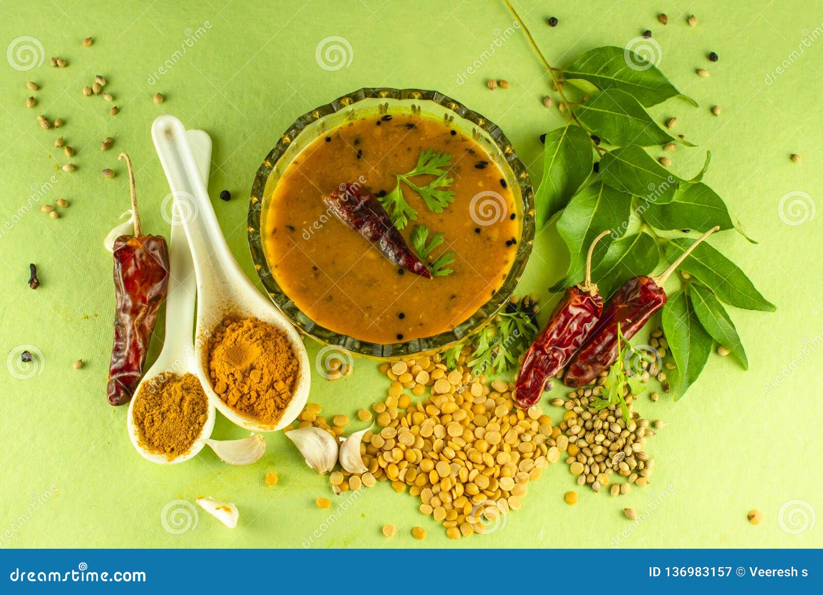 South Indian Traditional Dal with Ingrediants Stock Image - Image of