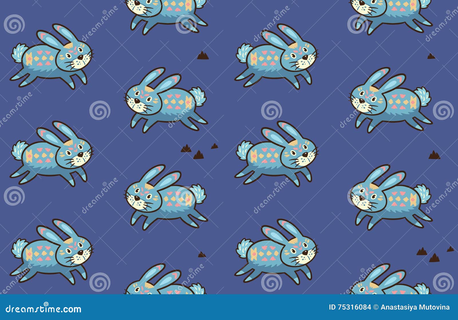 indian seamless pattern of rabbit in 