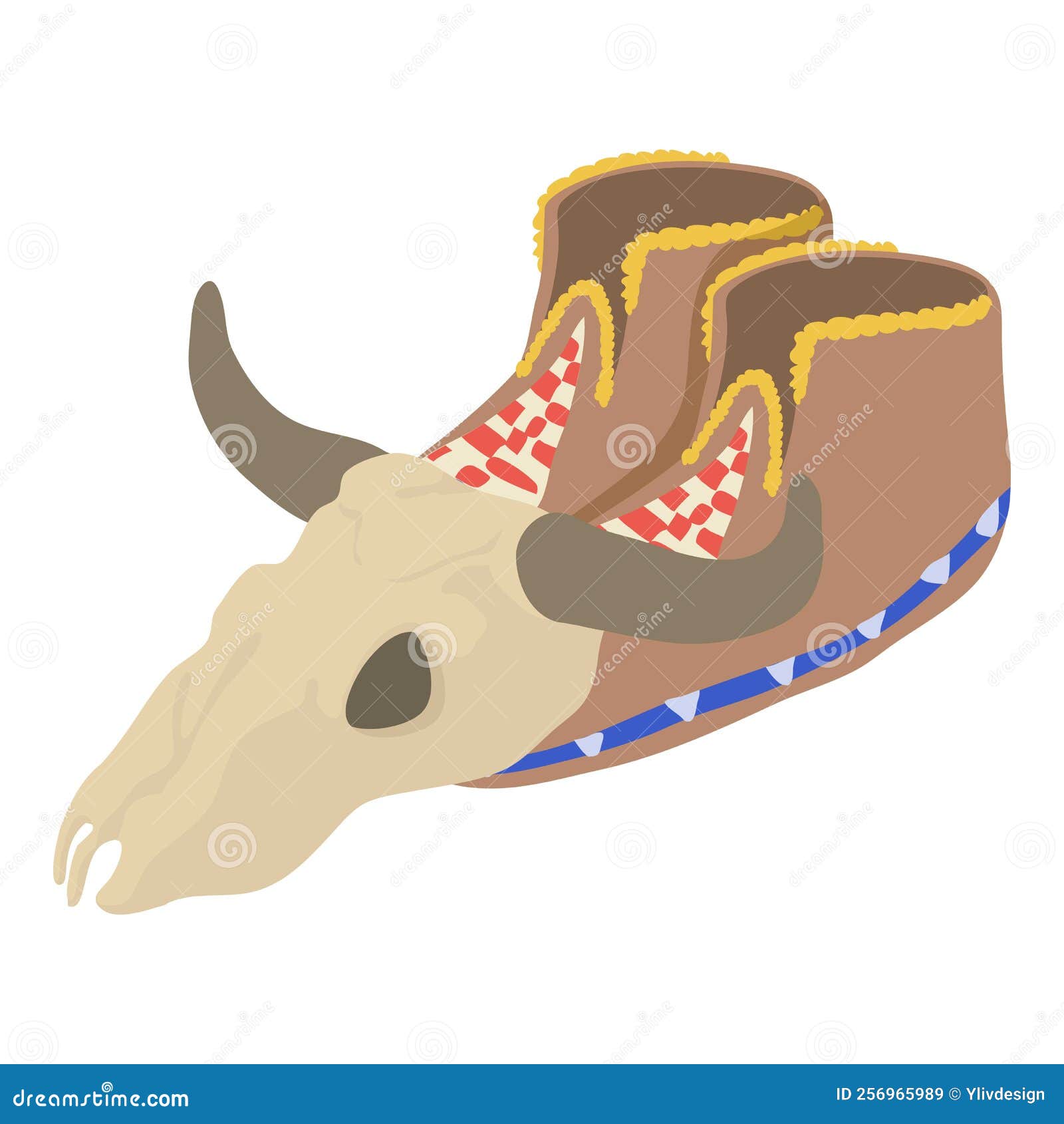 indian shoe icon isometric . ancient american indian mocasin buffalo skull