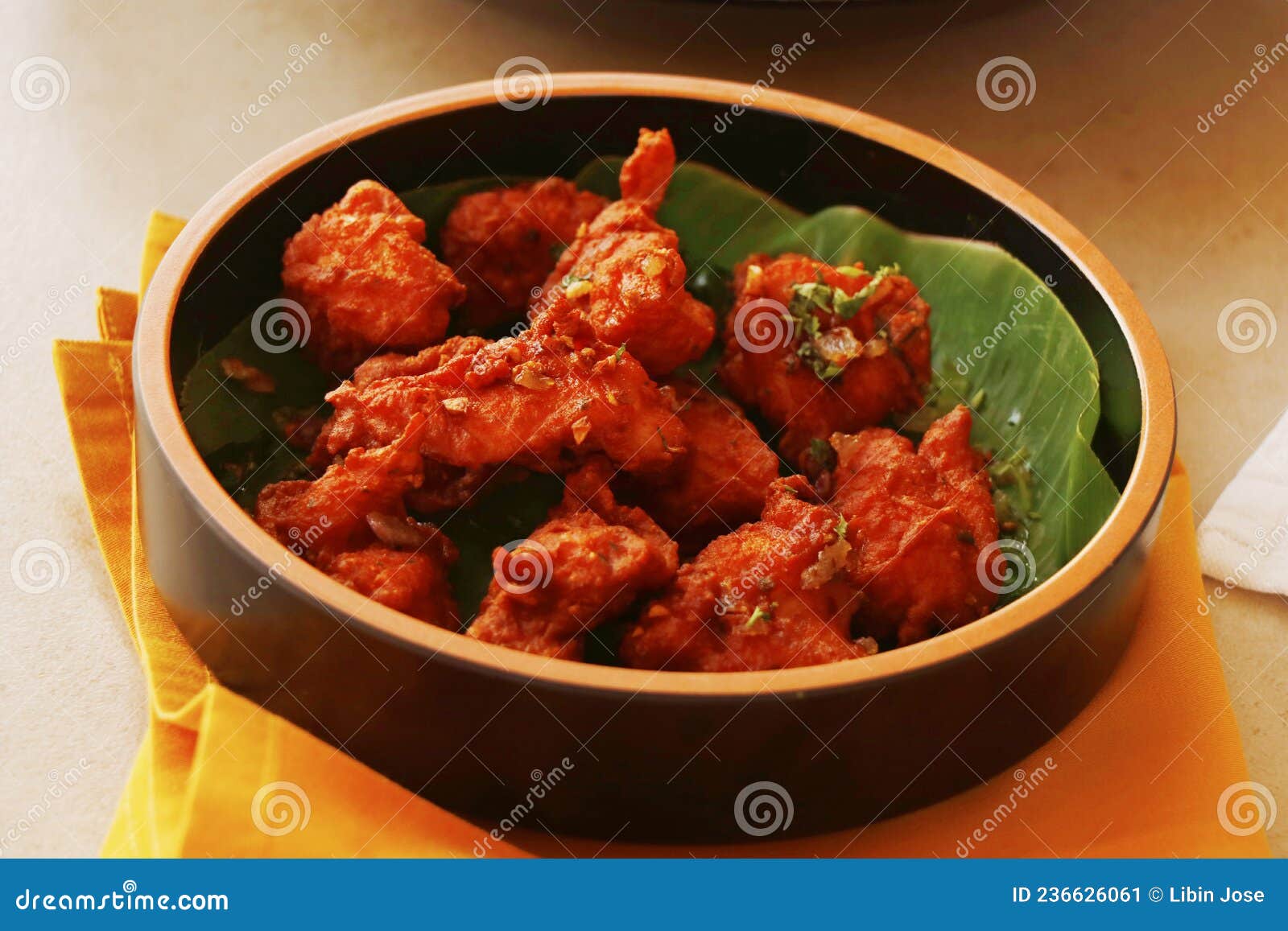 Indian Snack, Spices Marinated and Deep Fried Tender Chicken Cubes