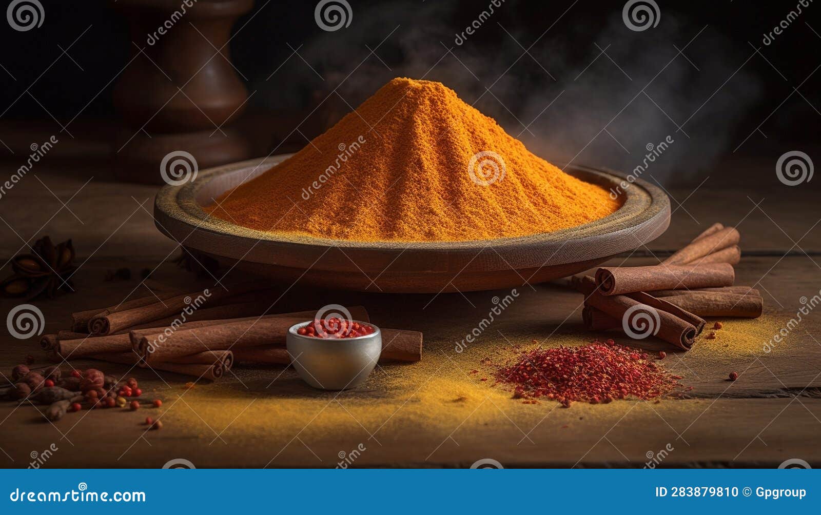Indian Spices Add Heat and Color Variation Generated by AI Stock Photo