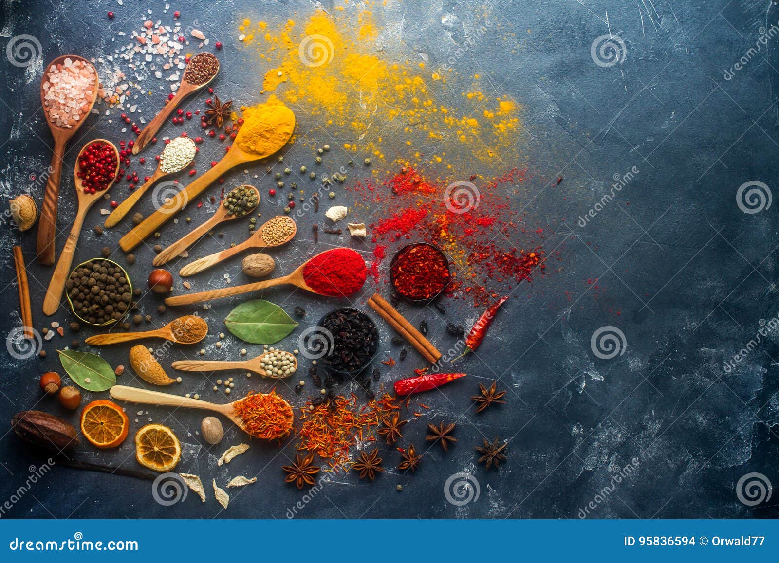 https://thumbs.dreamstime.com/z/indian-spices-herbs-nuts-wooden-silver-spoons-metal-bowls-space-text-various-seeds-dark-stone-table-colorful-top-95836594.jpg