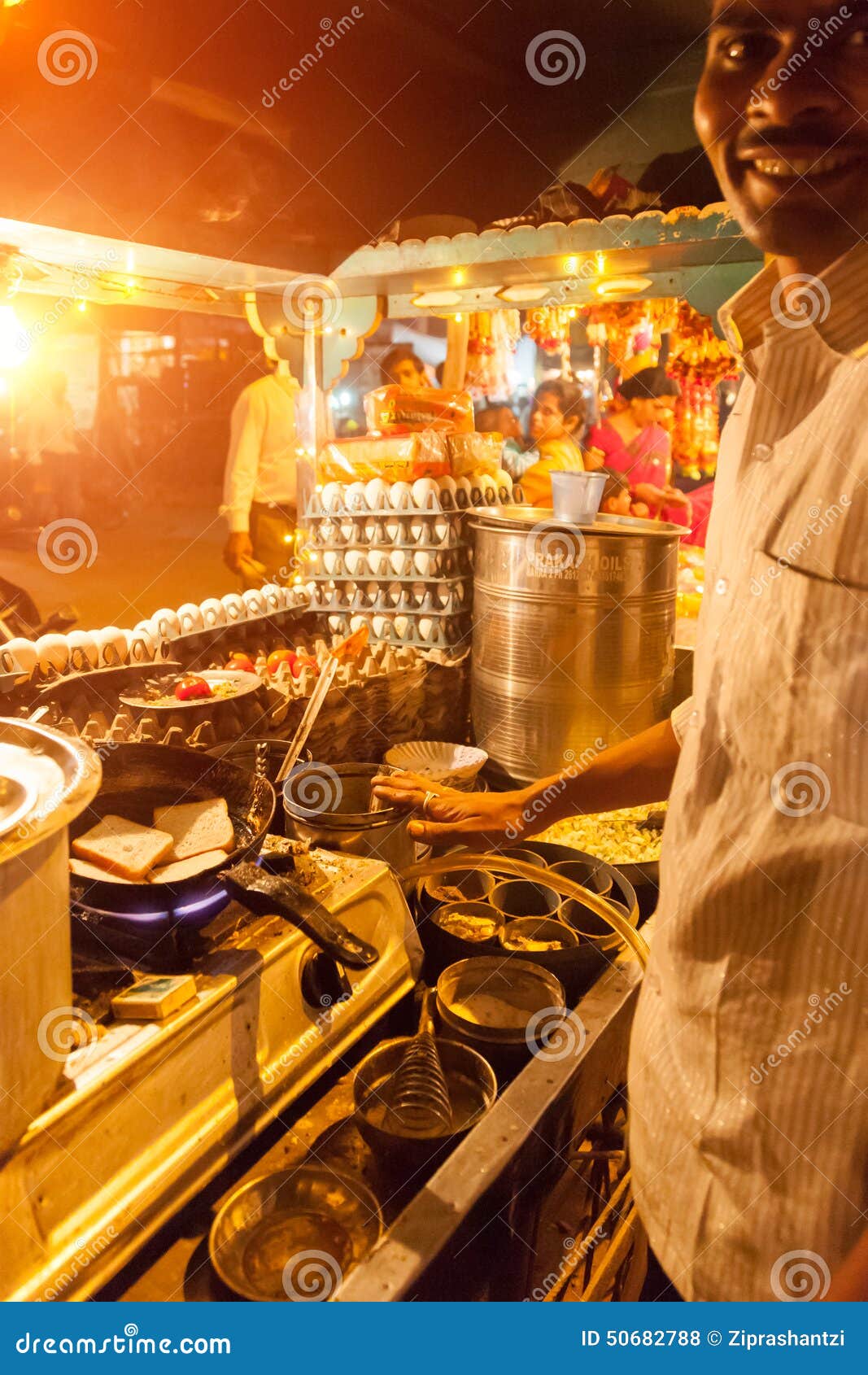 Indian street food vendor editorial stock photo. Image of urban - 50682788