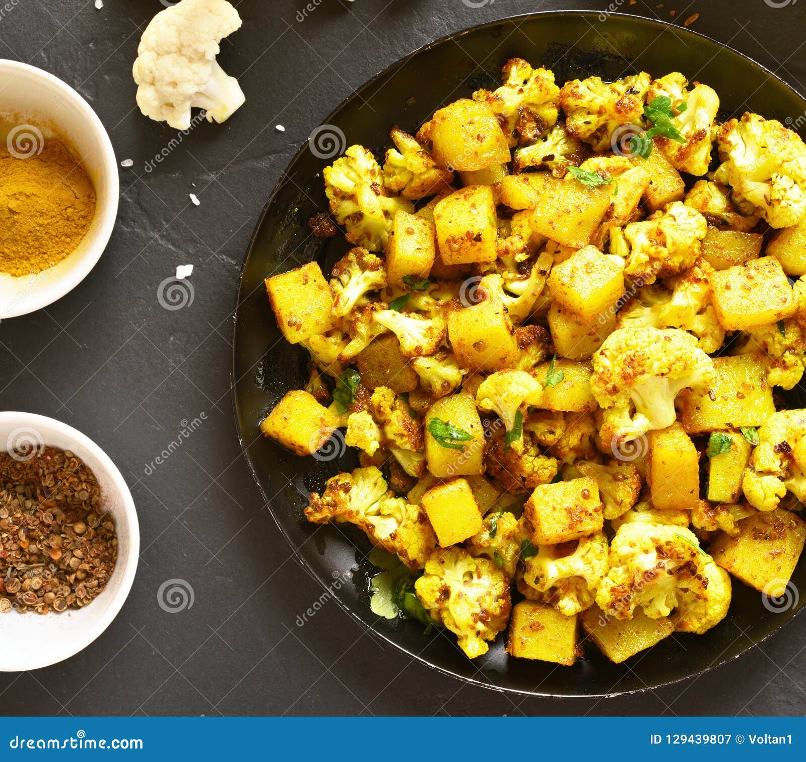 Indian Style Cauliflower with Potatoes Stock Image - Image of