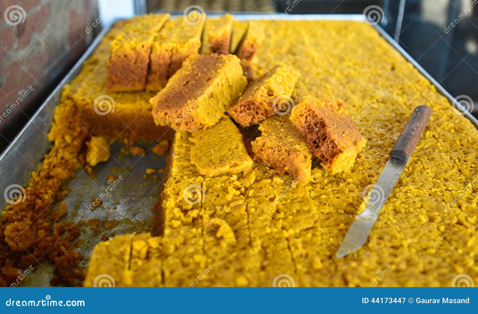 indian sweets - mysore pak in a sweet shop