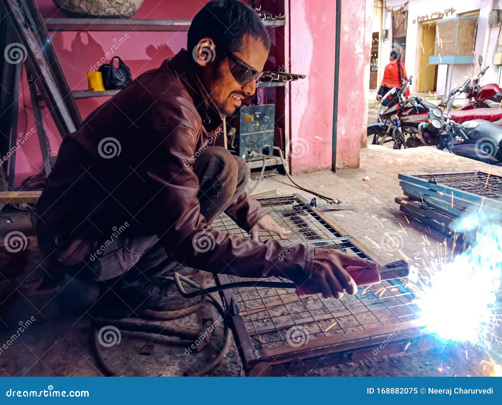 An Indian Technician Doing Welding Work at Service Center in India