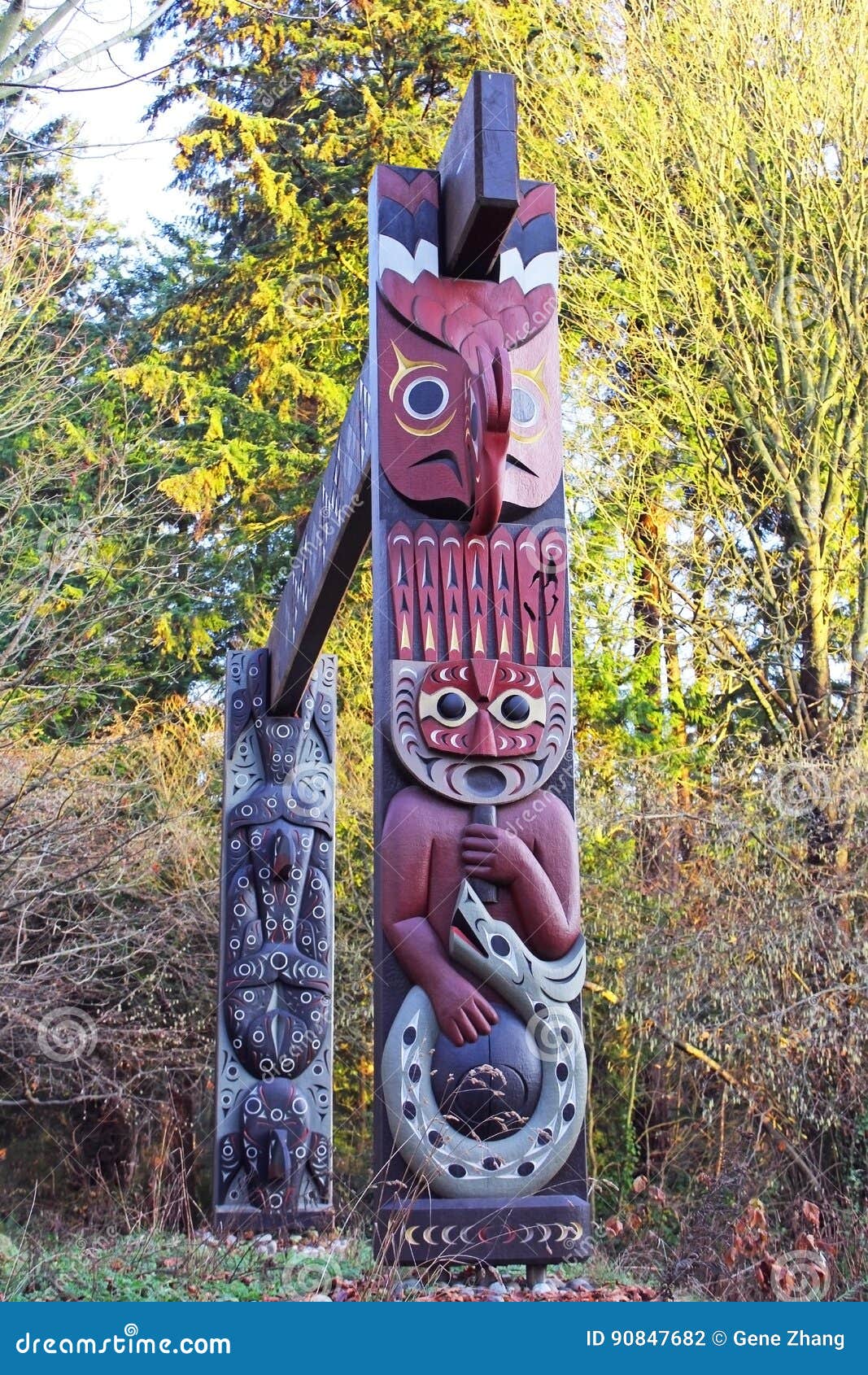 Indian Totem poles stock photo. Image of happy, eagle - 90847682