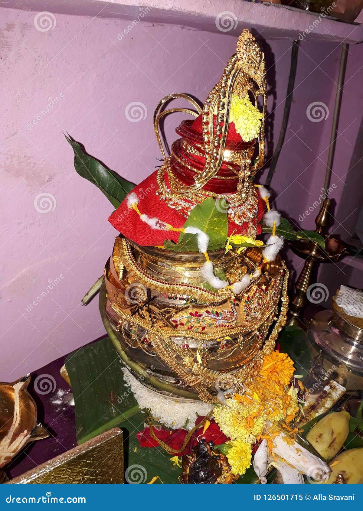 Indian Traditional Festival And Hindu Goddess Varalakshmi Vratham