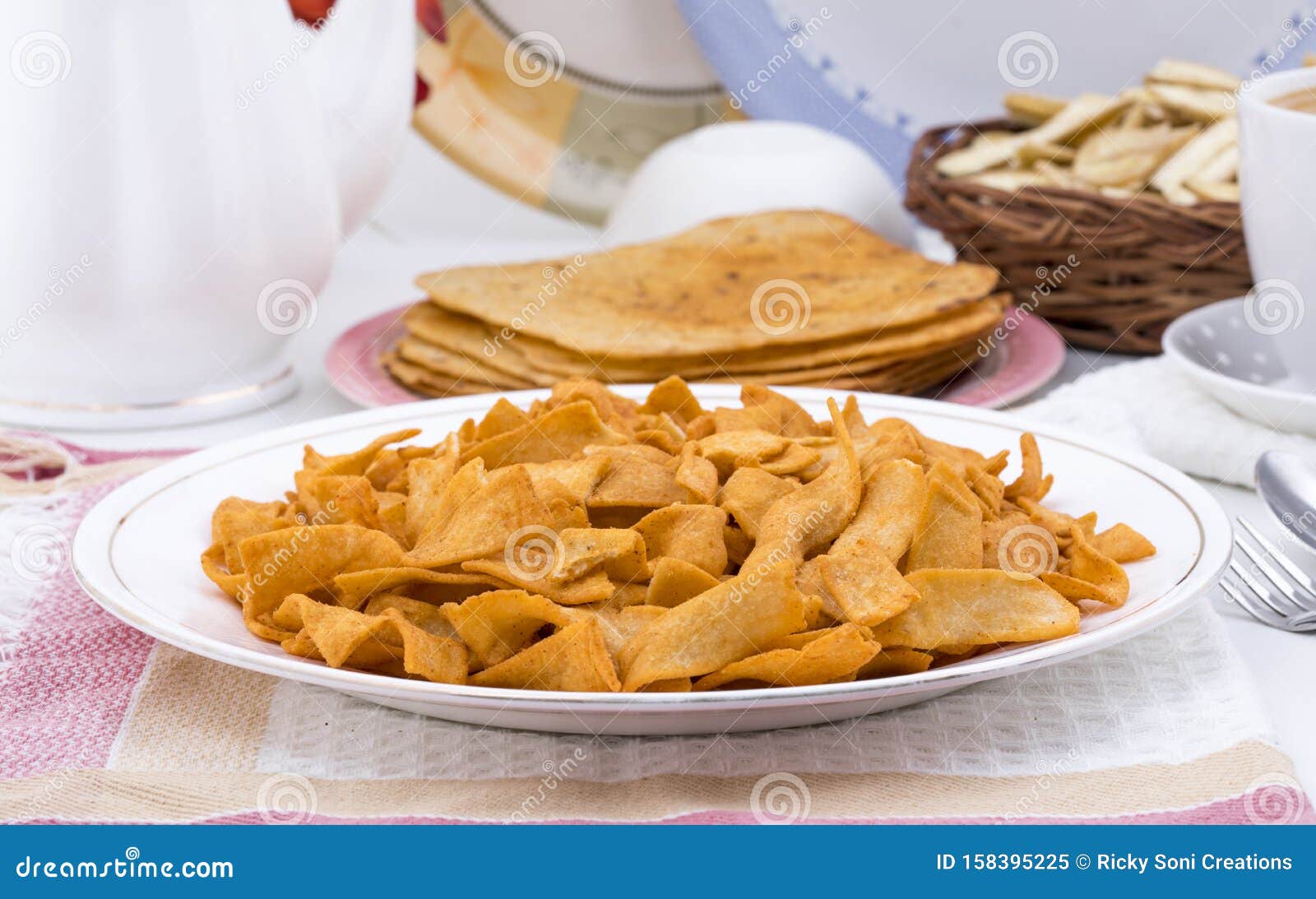 Indian Healthy Deep Fried Soya Chips Tea Time Snack Stock Image Image