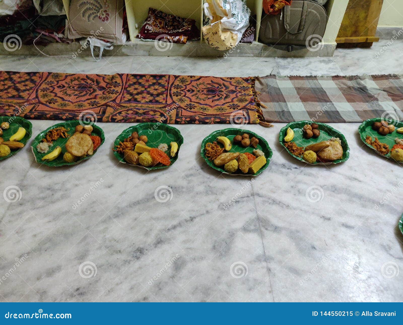 Indian Traditional Style of Dinner Plates at Home Stock Image Image