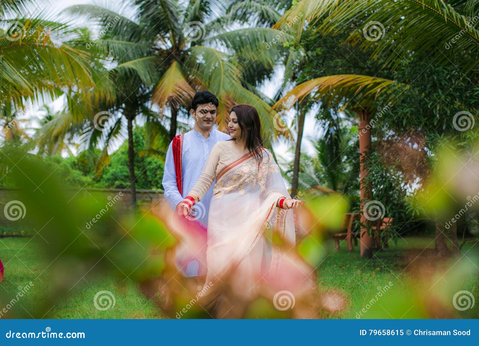 Newly Married Indian Couple Having Telegraph