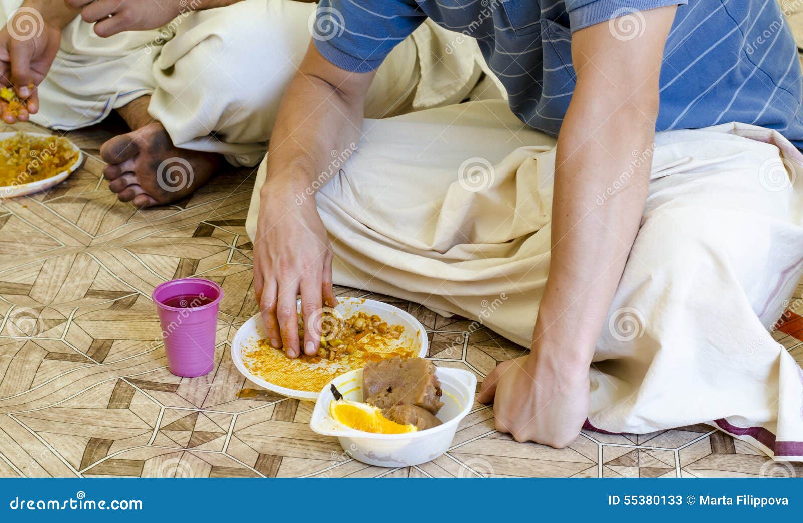 Indian Traditions. Eating with Hands Stock Image - Image of floor