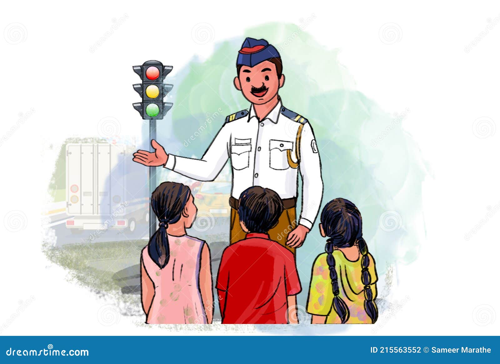 Indian Traffic Police Clipart Cartoon