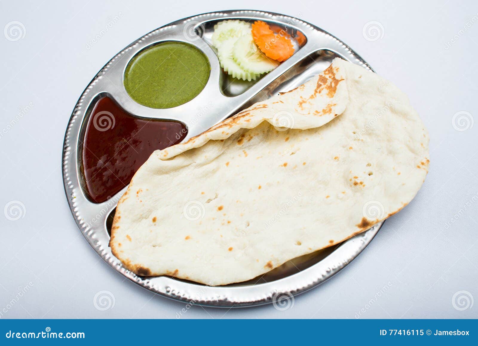 Indian Tray Meal with Bread and Sauce Stock Image Image of lunch