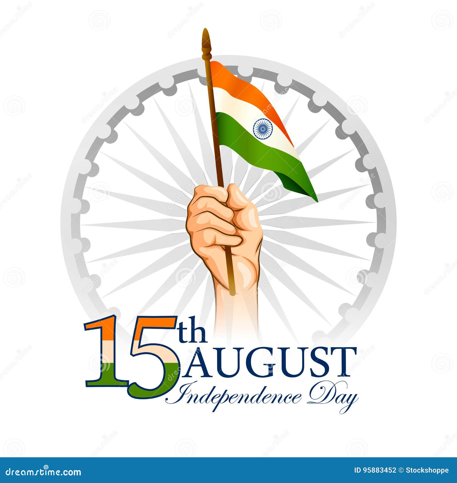 Indian Tricolor Background for 15th August Happy Independence Day of India  Stock Vector - Illustration of peace, hand: 95883452