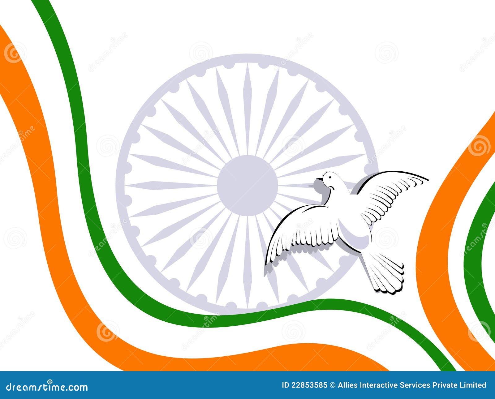 Indian Tricolor Flag With Flying Pigeons. Royalty Free 