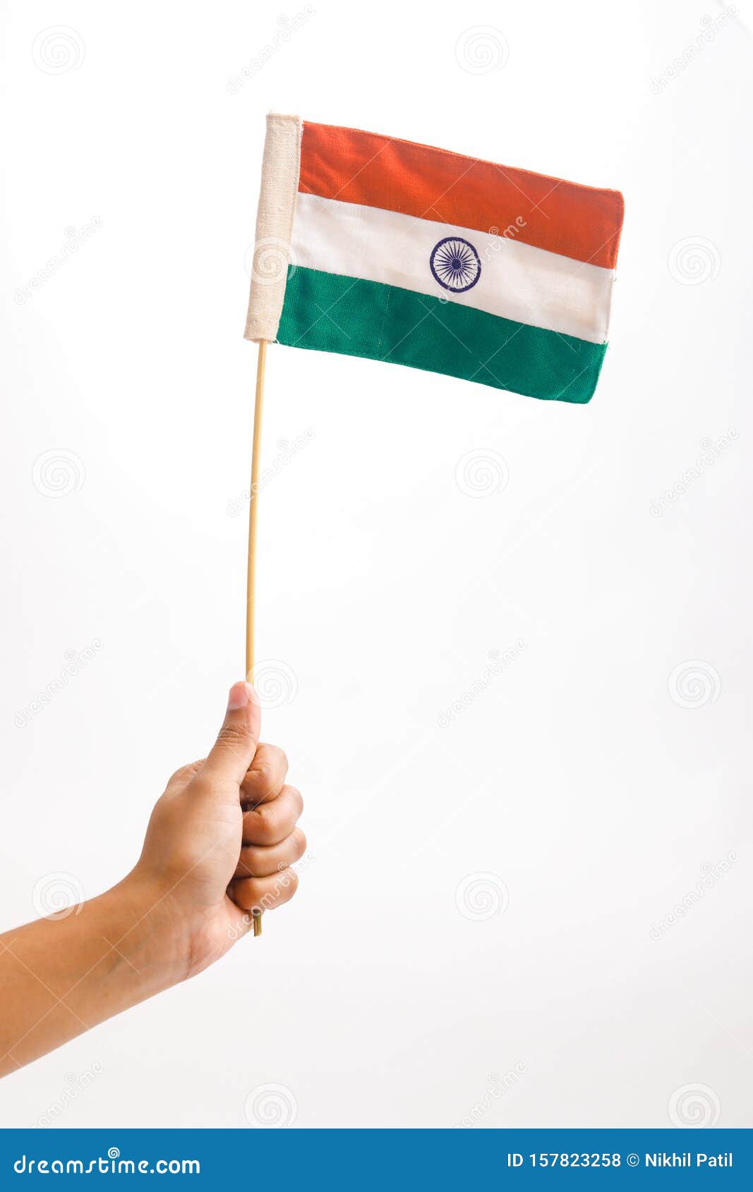 Indian Tricolor Flag Over White Background Stock Photo - Image of  government, hand: 157823258