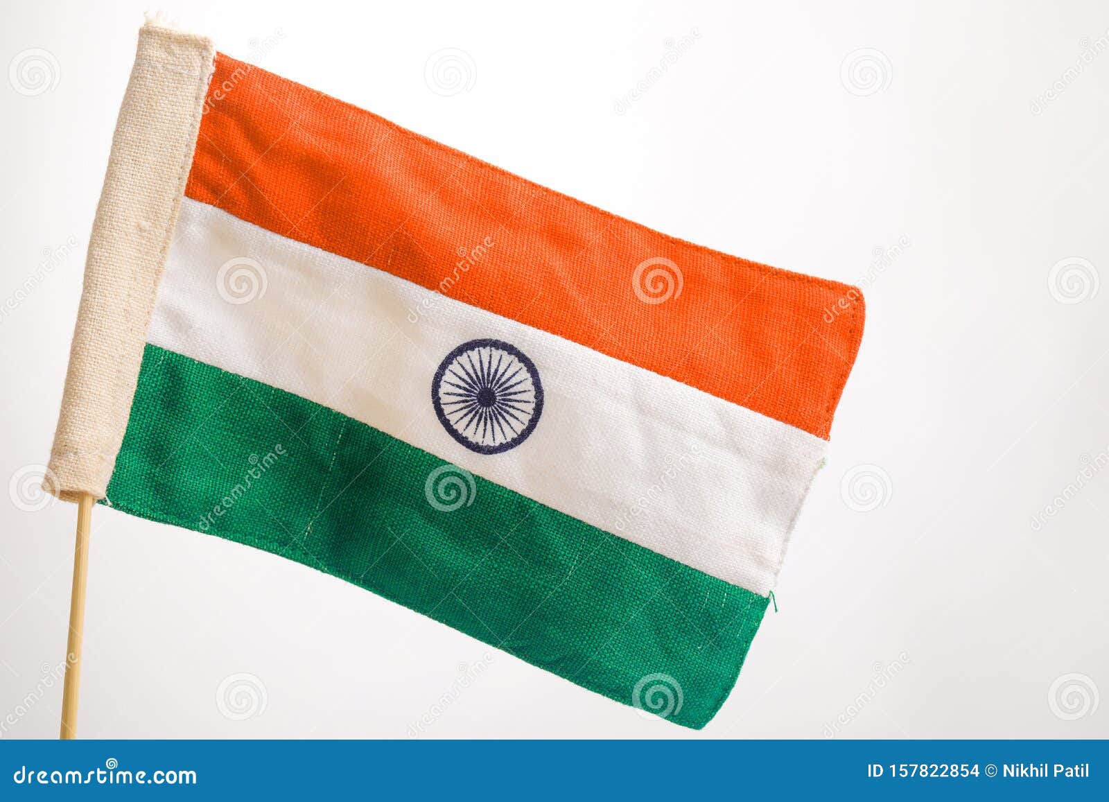 Indian Tricolor Flag Over White Background Stock Photo - Image of green,  15th: 157822854