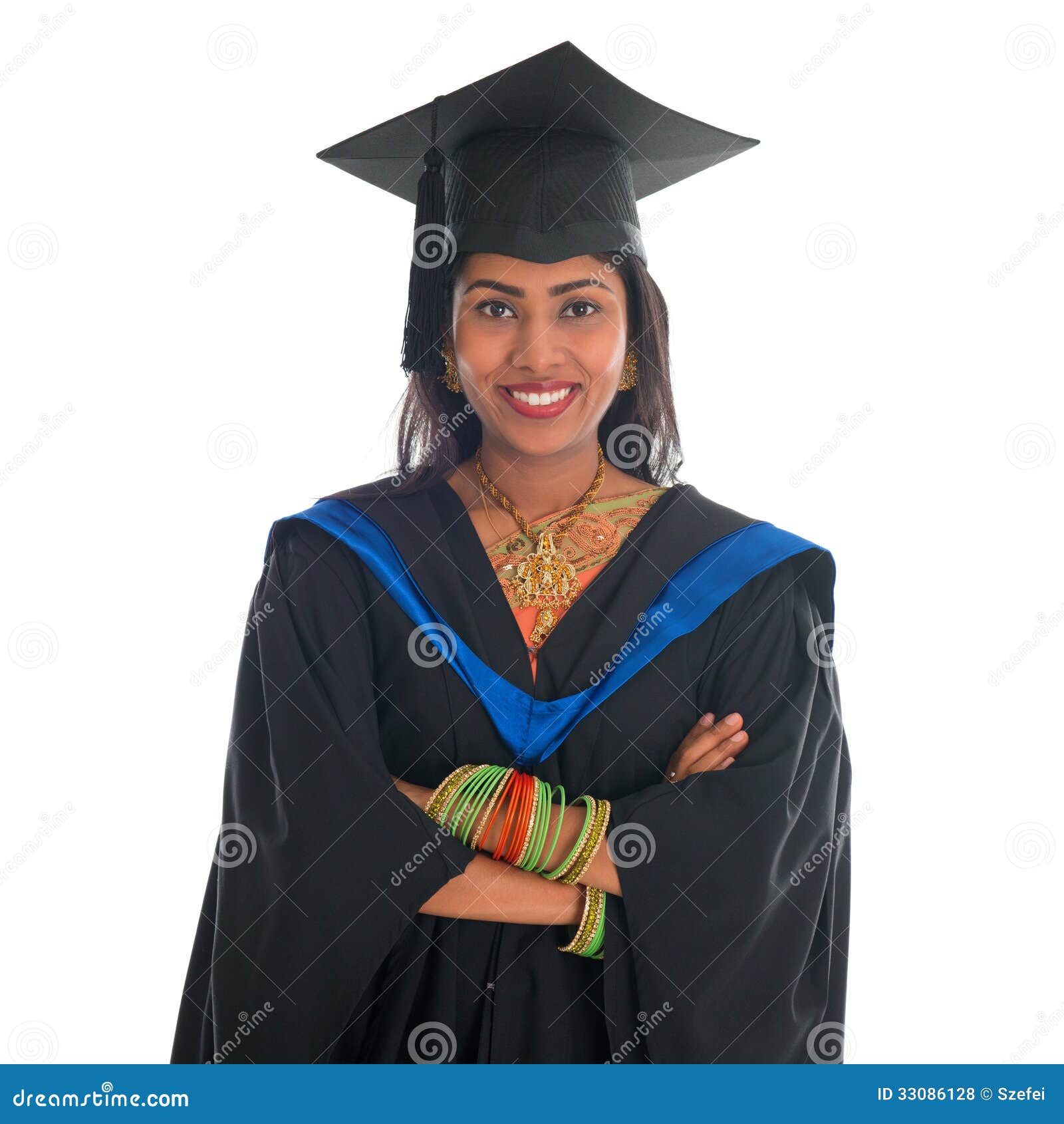 Full body happy Asian girl student in graduation gown standing isolated on  white background Stock Photo - Alamy