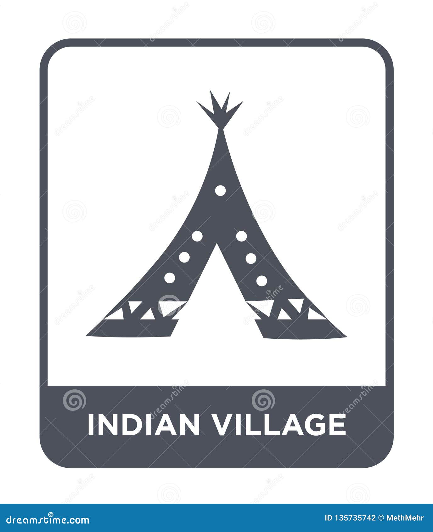 Indian Village Icon in Trendy Design Style. Indian Village Icon