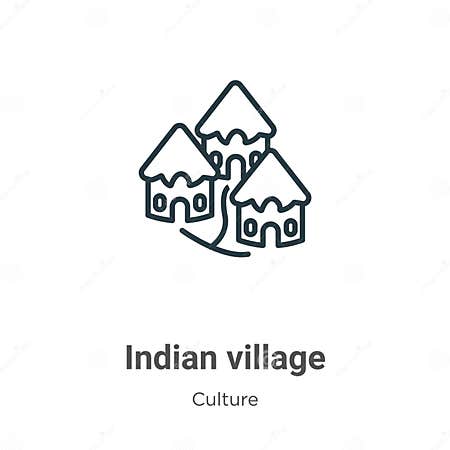 Indian Village Outline Vector Icon. Thin Line Black Indian Village Icon