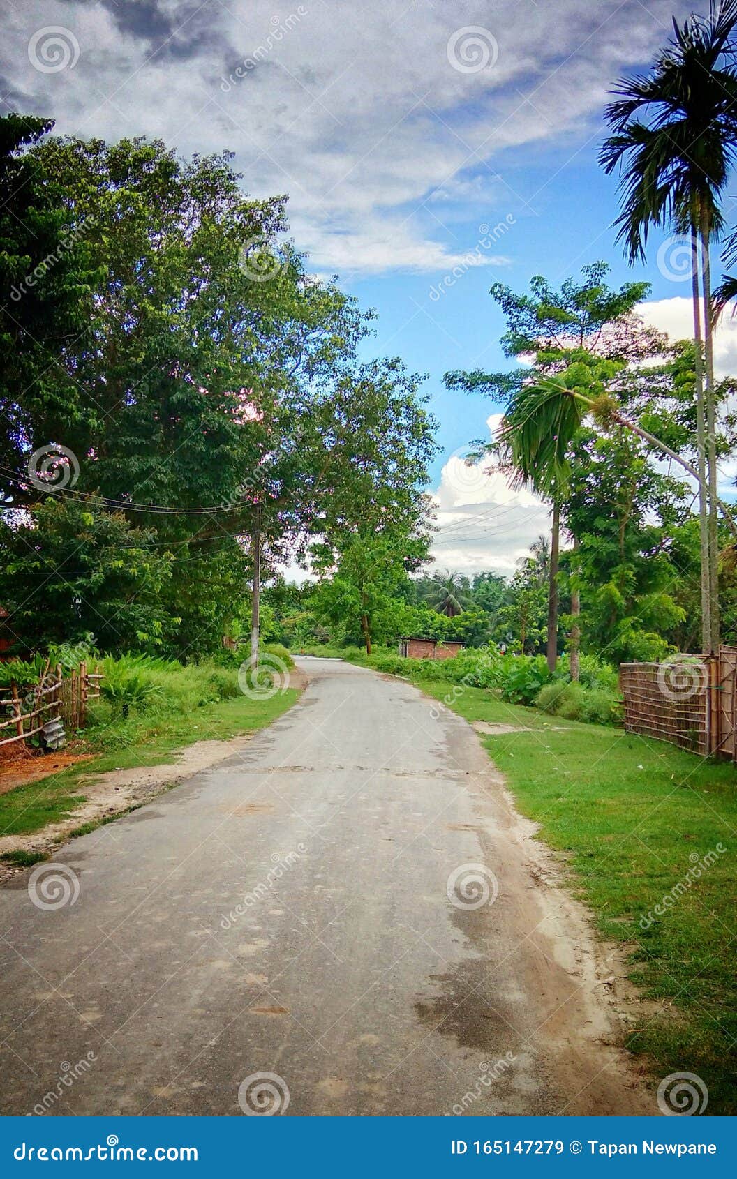 Indian Village Road with the Natural Beauty of Blue and Cloudy Sky Stock  Image - Image of nature, street: 165147279
