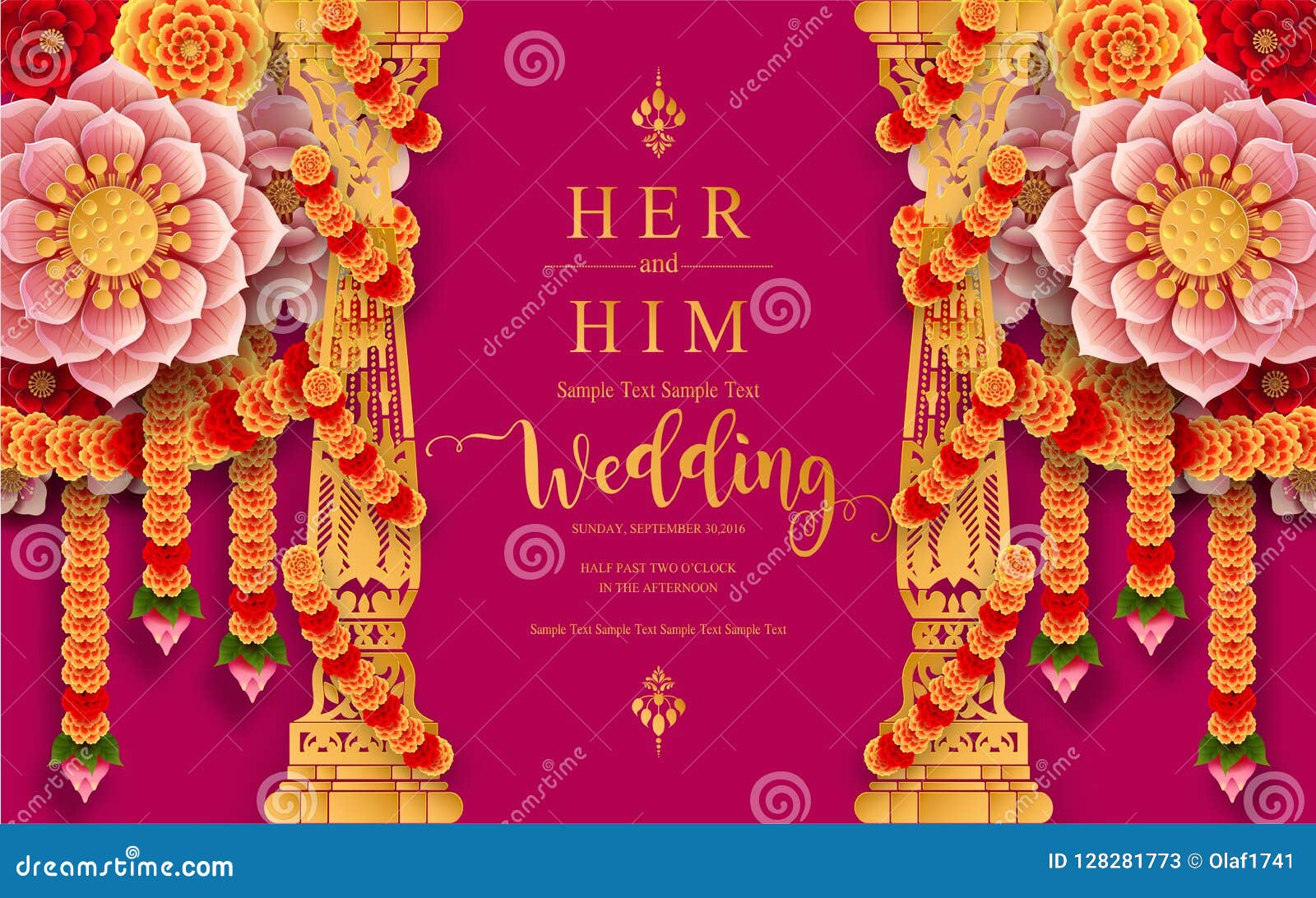 Indian Wedding Invitation Carddian Wedding Invitation Card Templates with  Gold Patterned and Crystals on Paper Color Background. Stock Vector -  Illustration of diamonds, greeting: 128281773