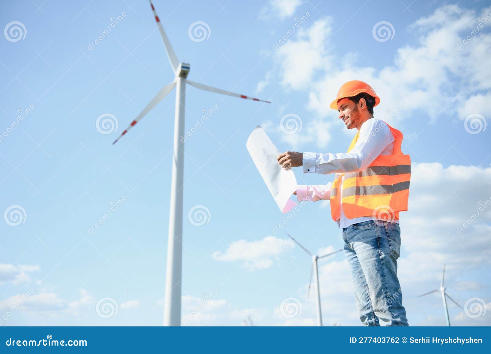 Indian Windmill Engineer Inspection and Progress Check Wind Turbine