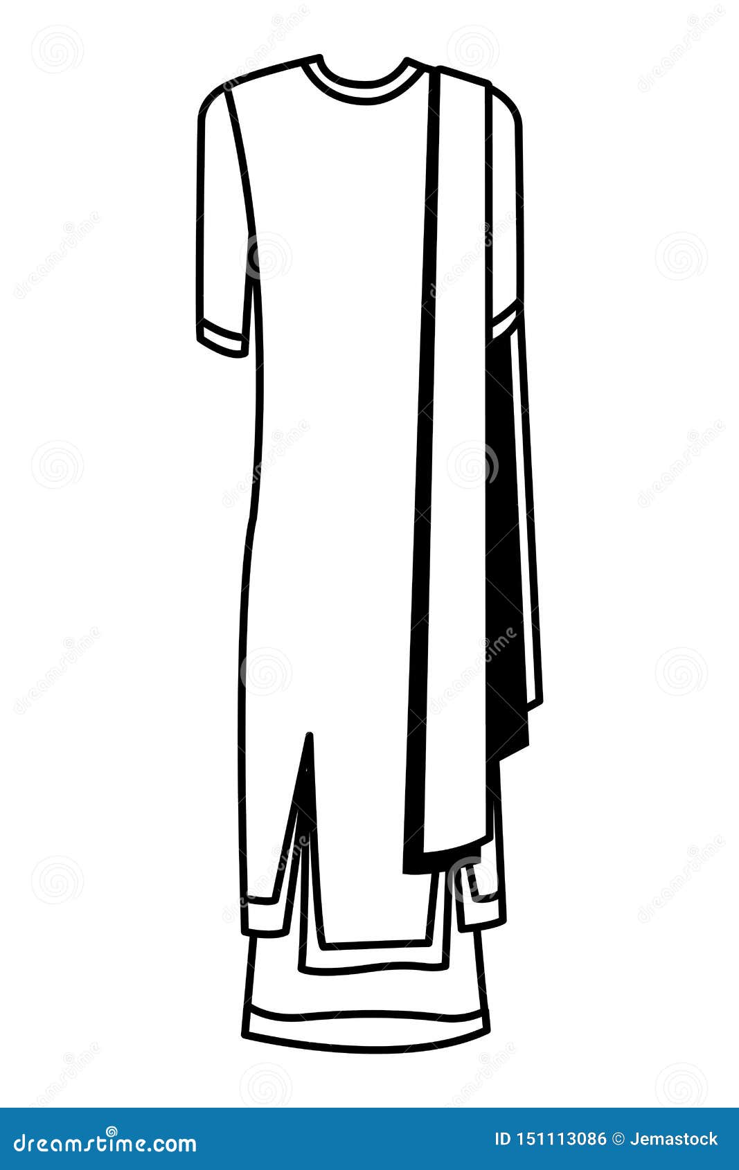 Indian Woman Dress Icon Cartoon in Black and White Stock Vector -  Illustration of clothing, indian: 151113086