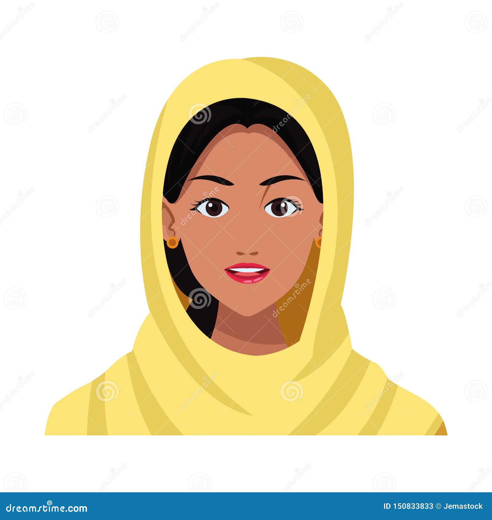 indian woman face avatar cartoon