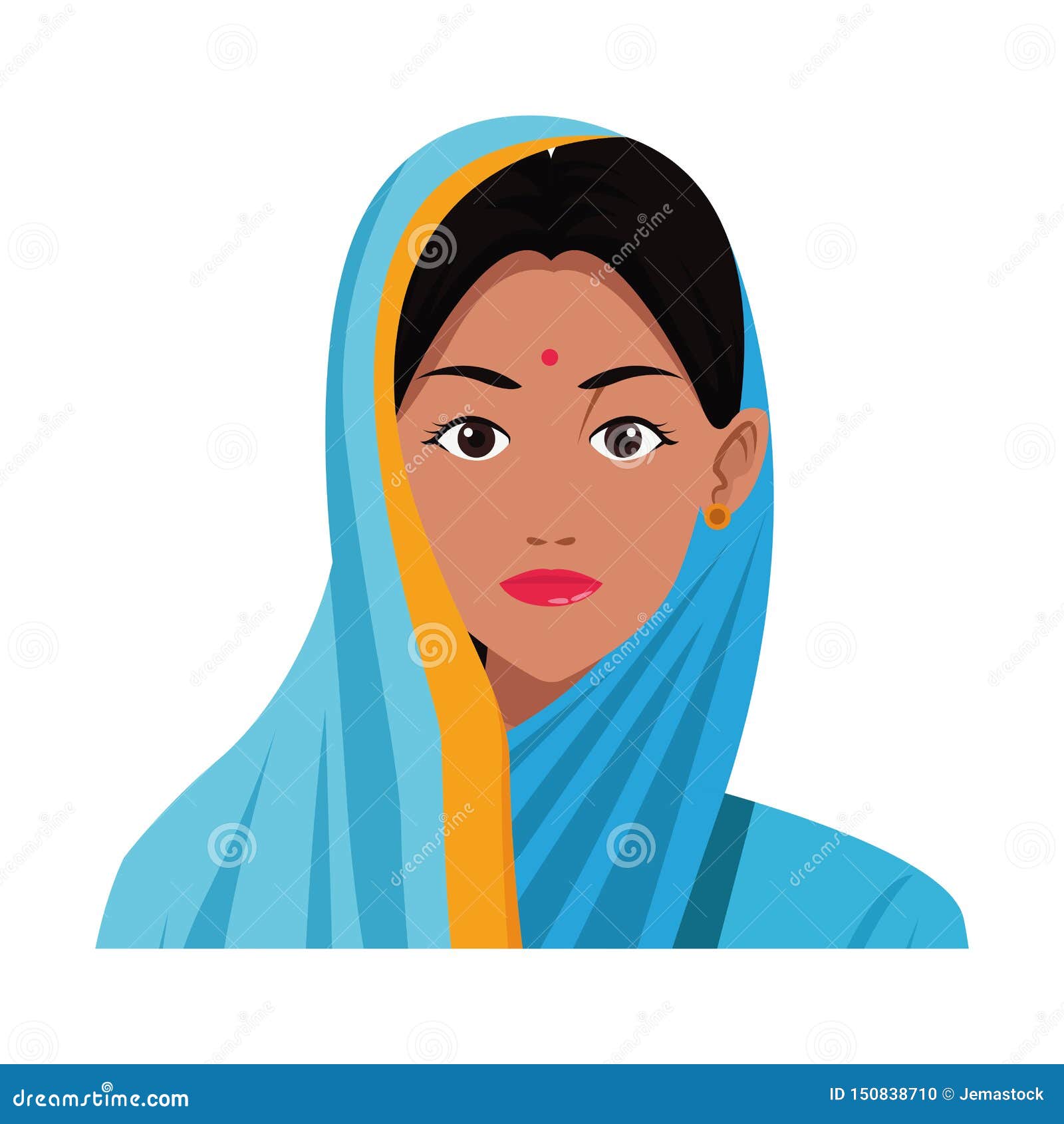 indian woman face avatar cartoon