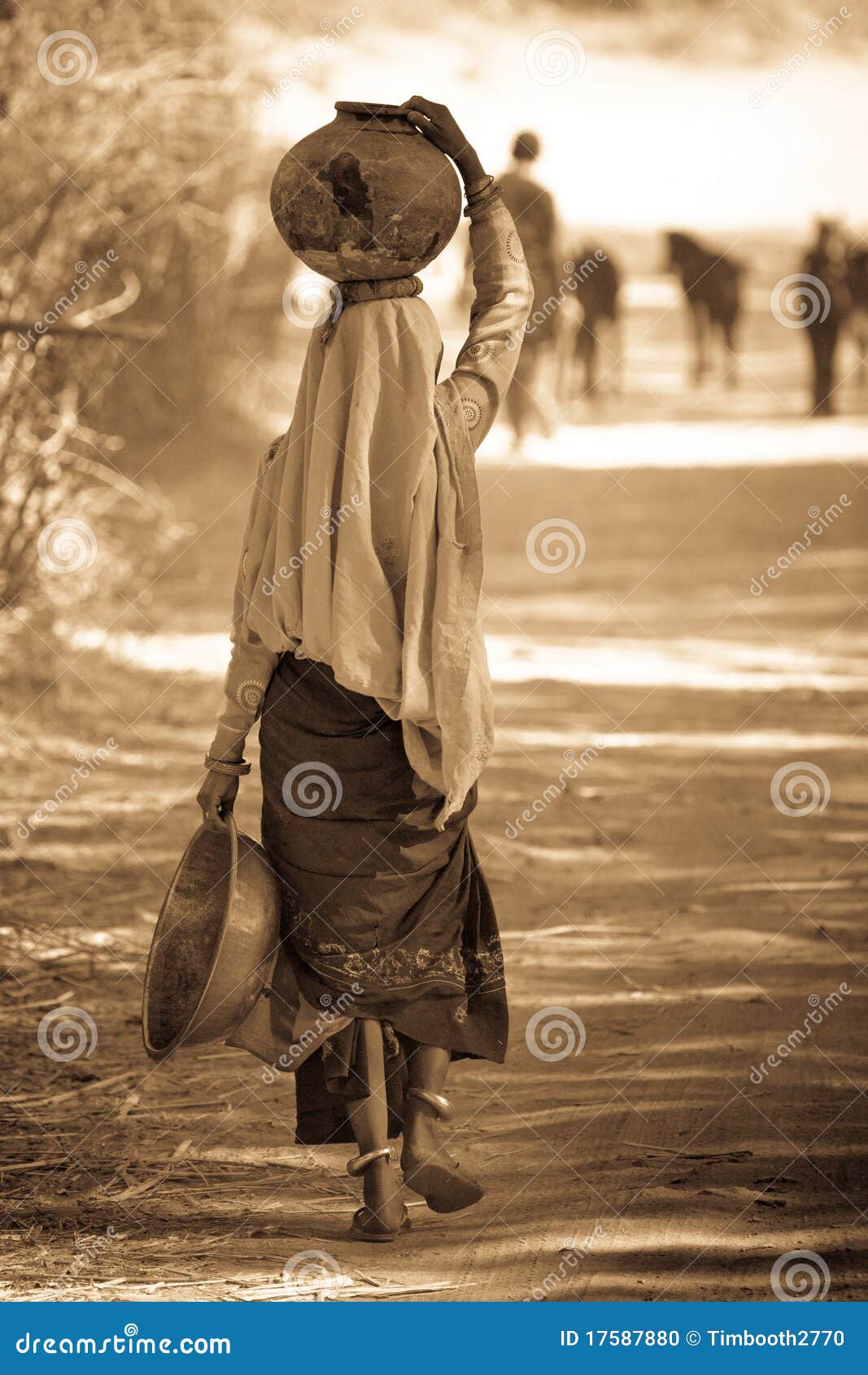 Indian Woman With Pot On Head Editorial Image Image 17587880