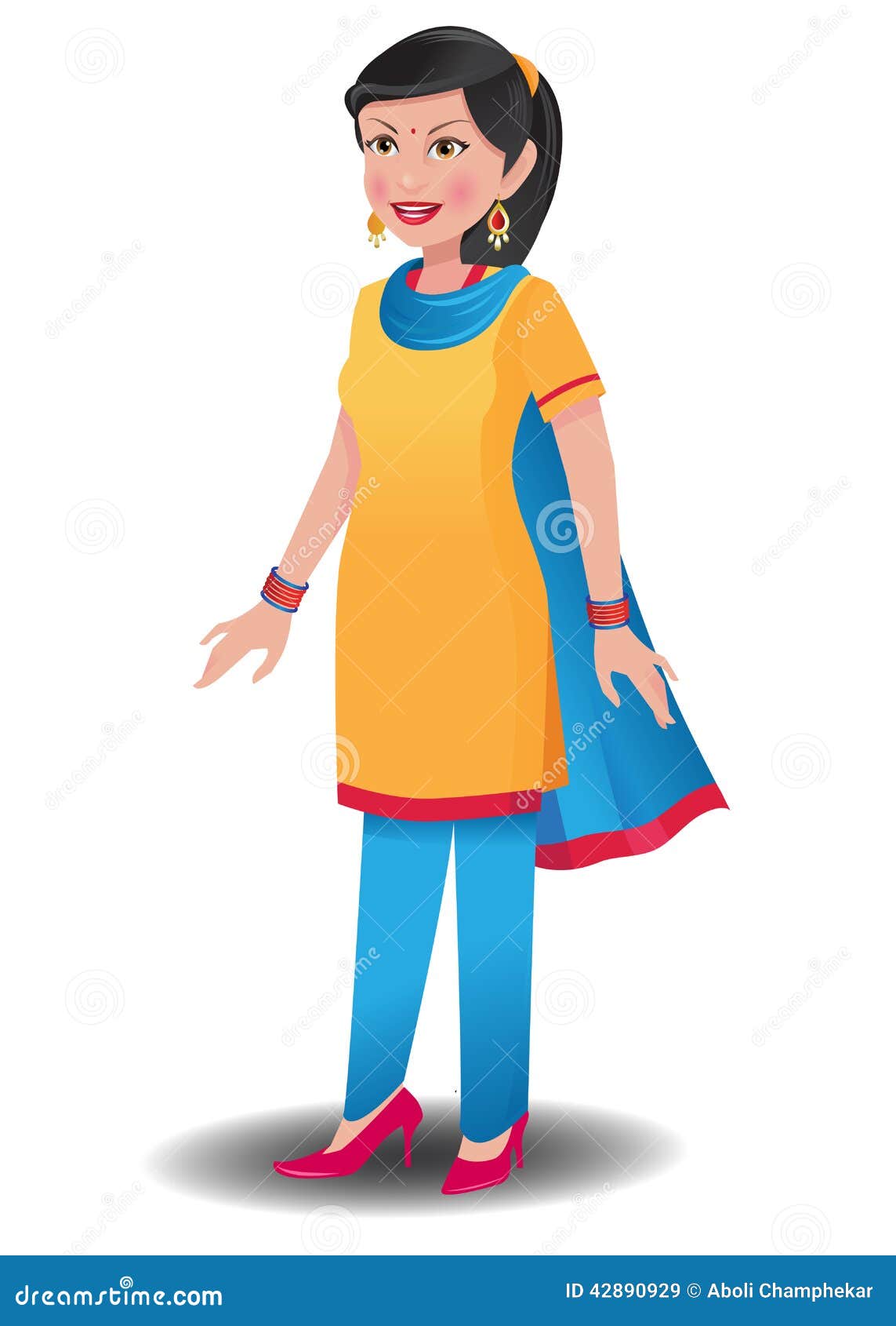 Indian Woman In Salwar Kameez Stock Vector - Image: 42890929