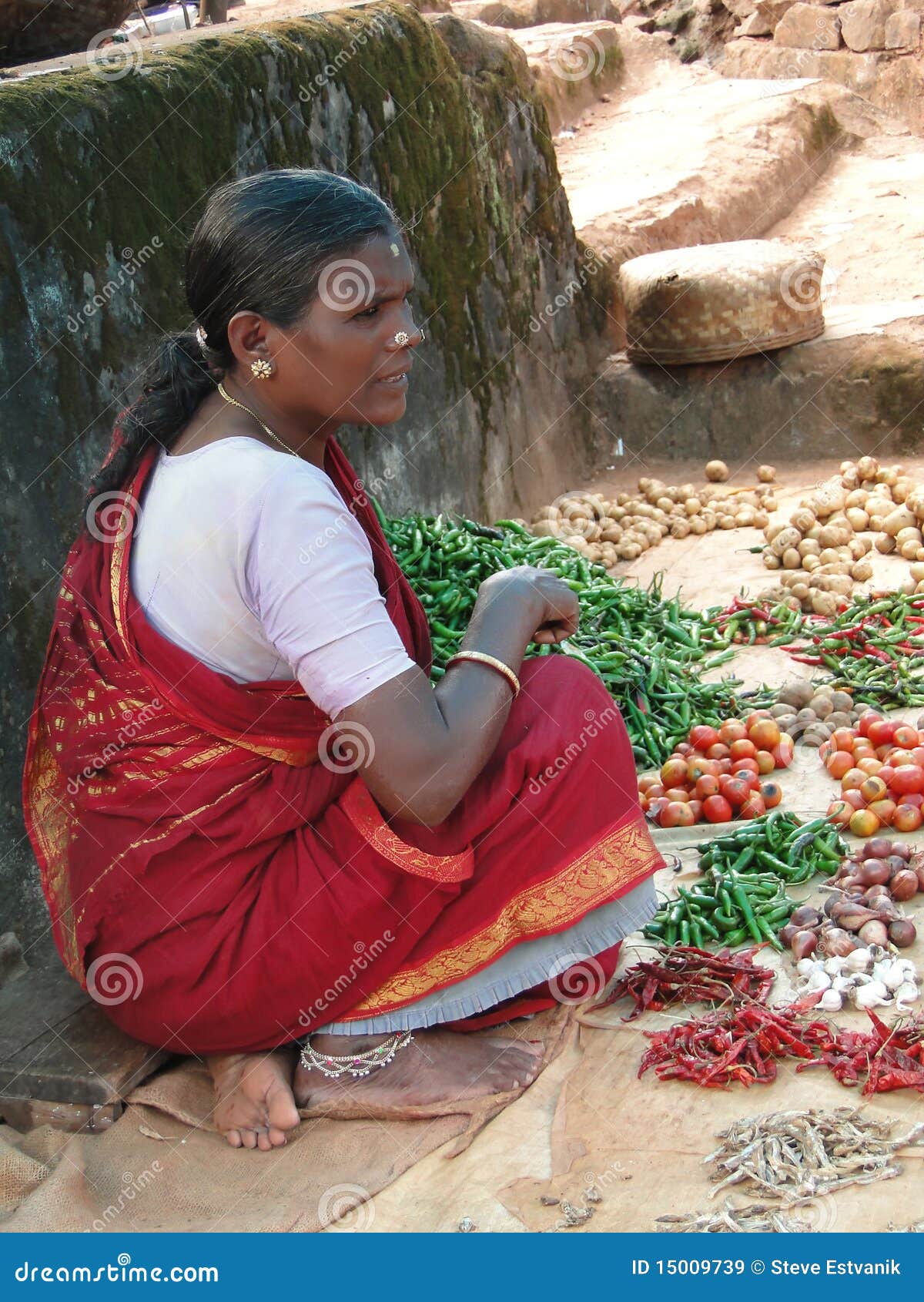 Indian woman sells chilis editorial stock image. Image of chili 15009739