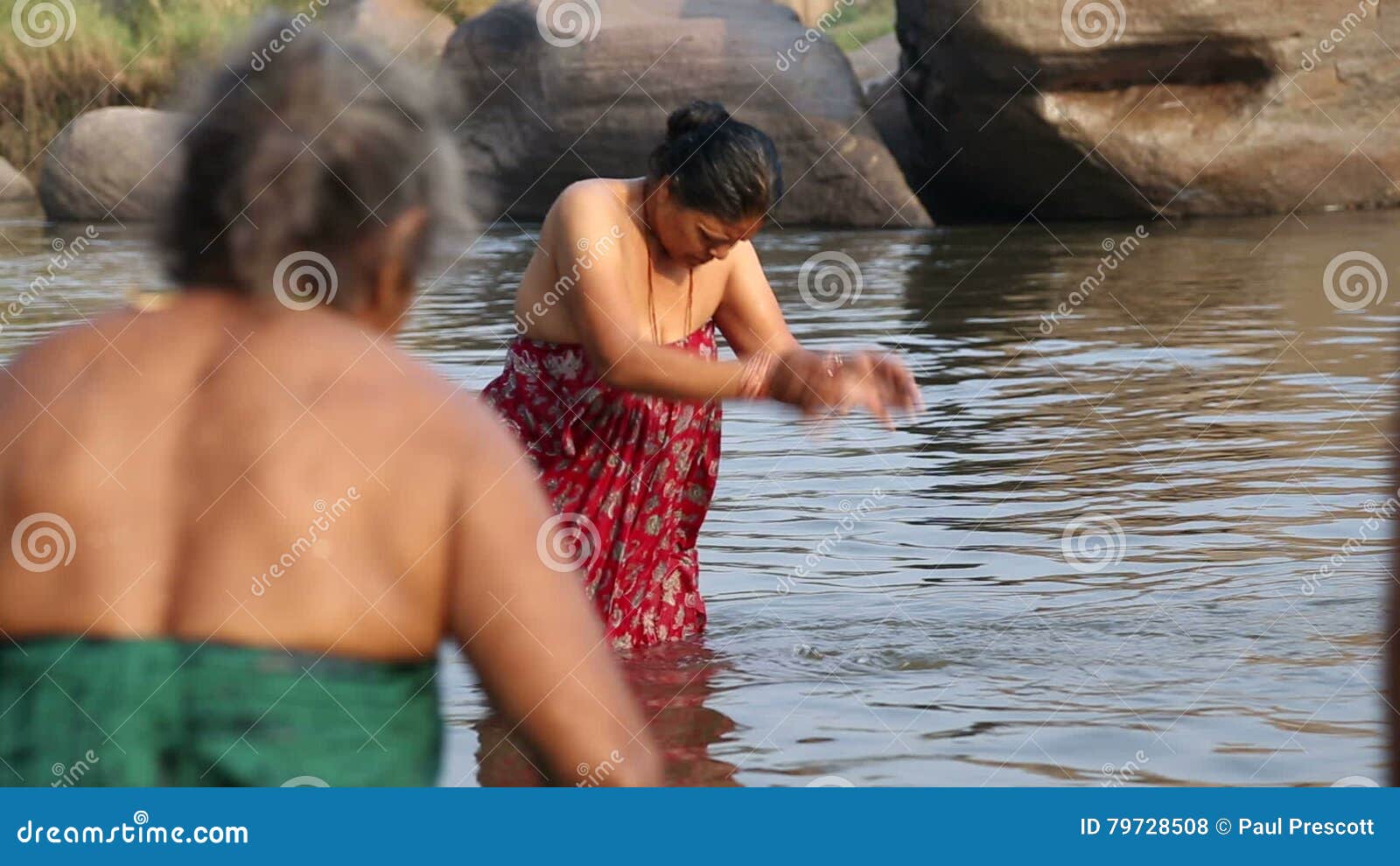 Indian Woman Standing in the River and Taking Bath. Stock Footage - Video  of ritual, colorful: 79728508