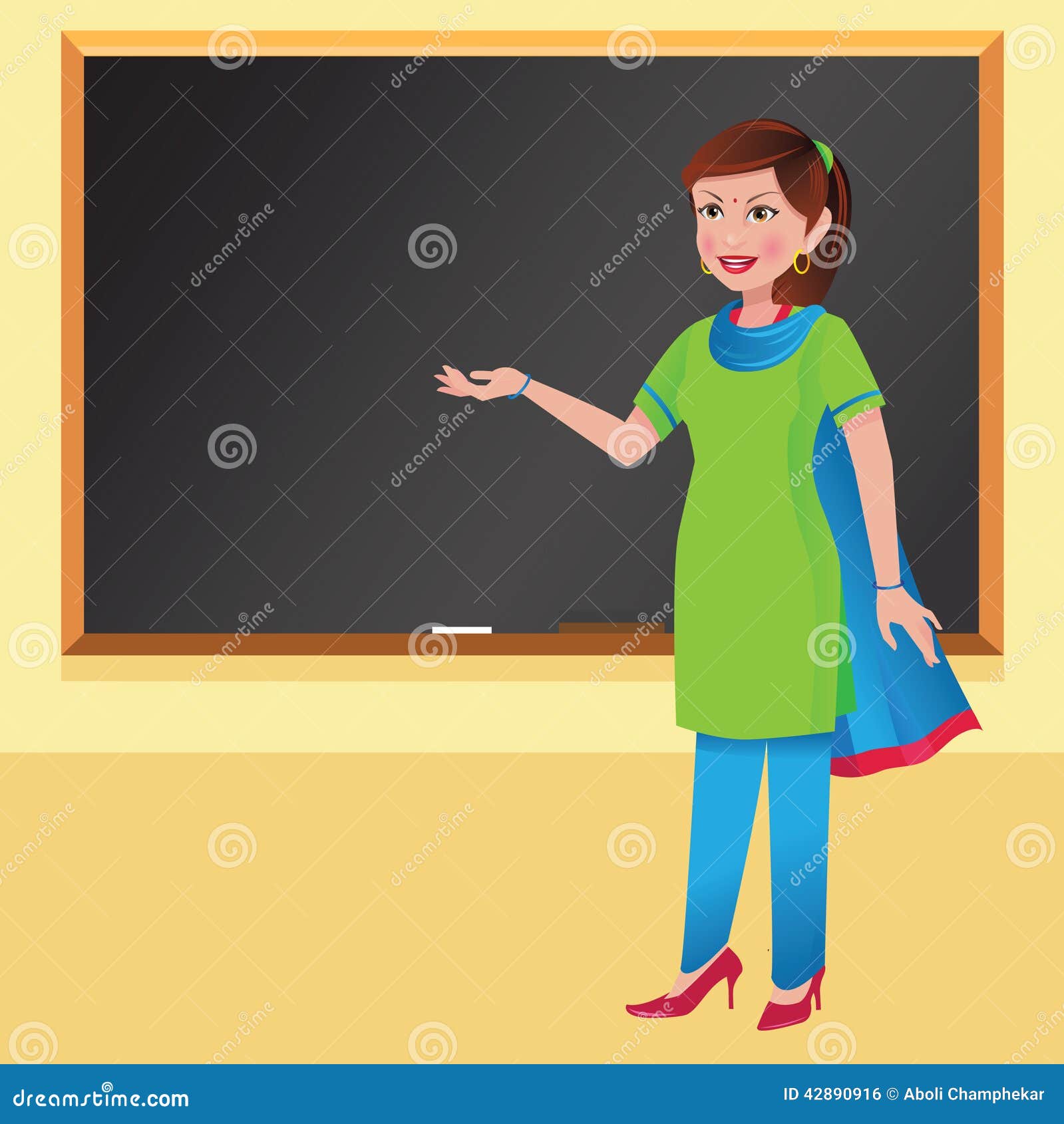 Indian Woman In Salwar Kameez Cartoon Vector 