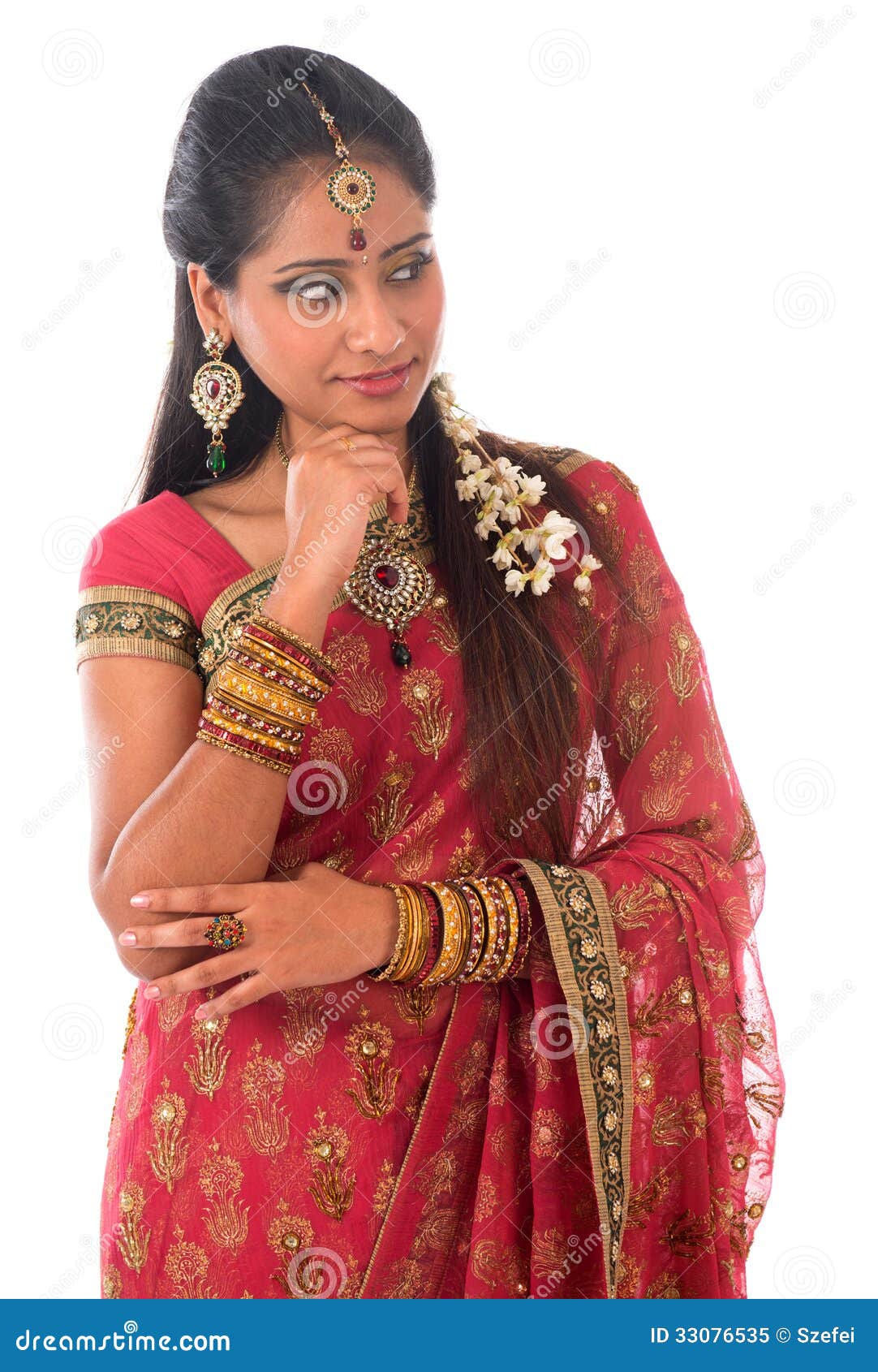 Indian woman thinking stock image Image of expression 