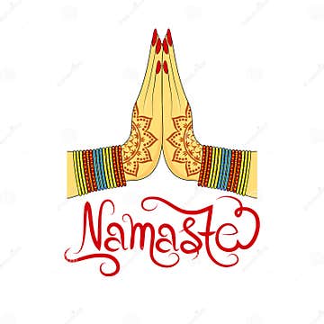 Indian Womans Hand Greeting Stock Vector - Illustration of creative ...