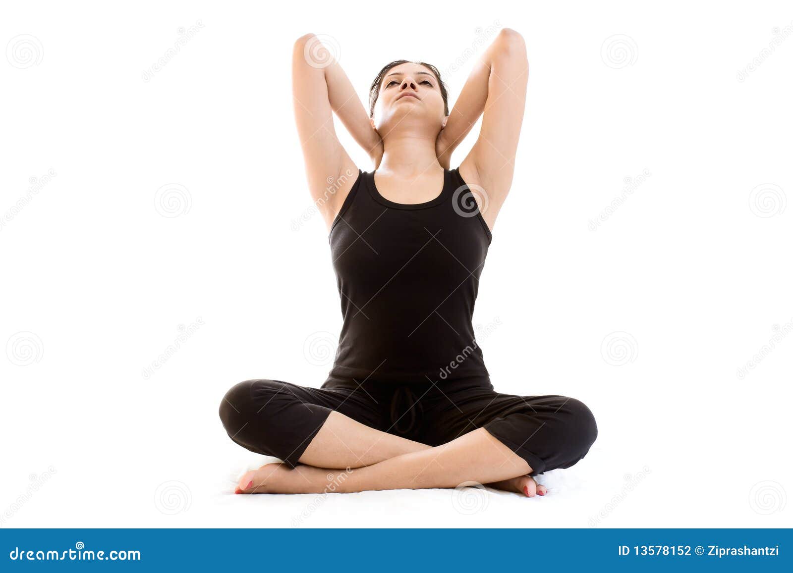 Indian Yoga Girl in Black Dress Stock Photo - Image of female