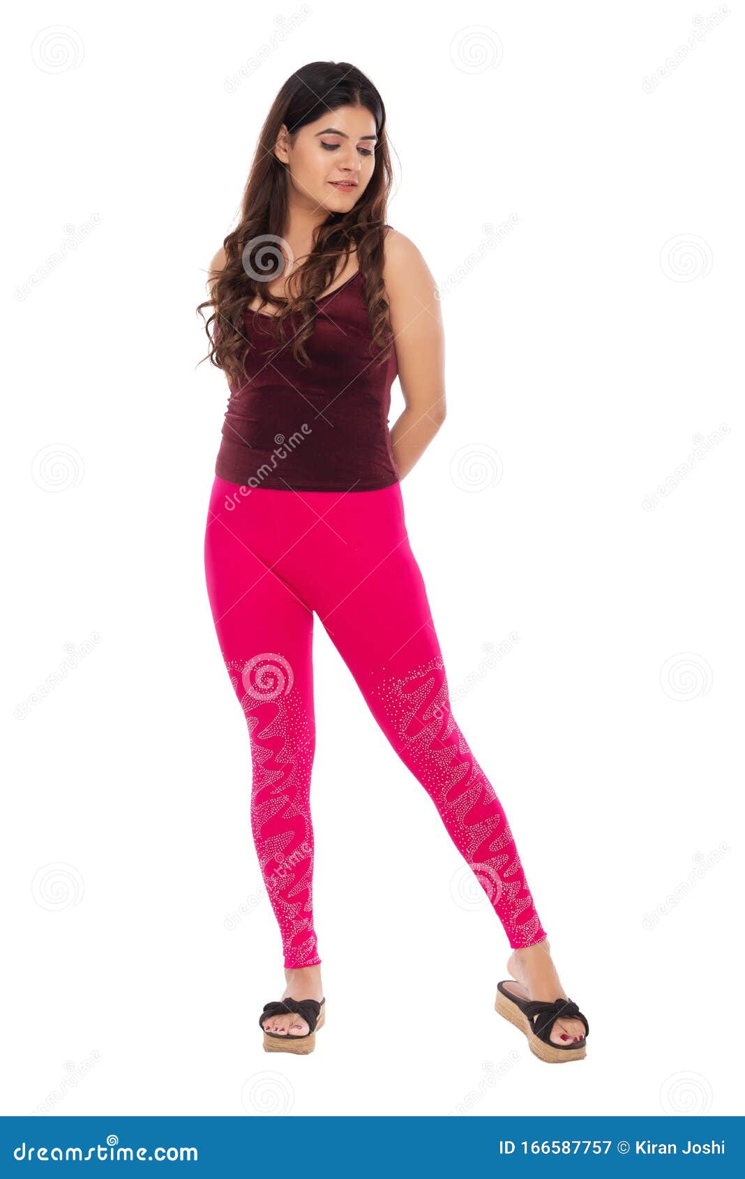 Indian You Girl with Red Velvet Camisole and Leggings with Elegant Pose and  Expression Stock Image - Image of look, jeans: 166587757