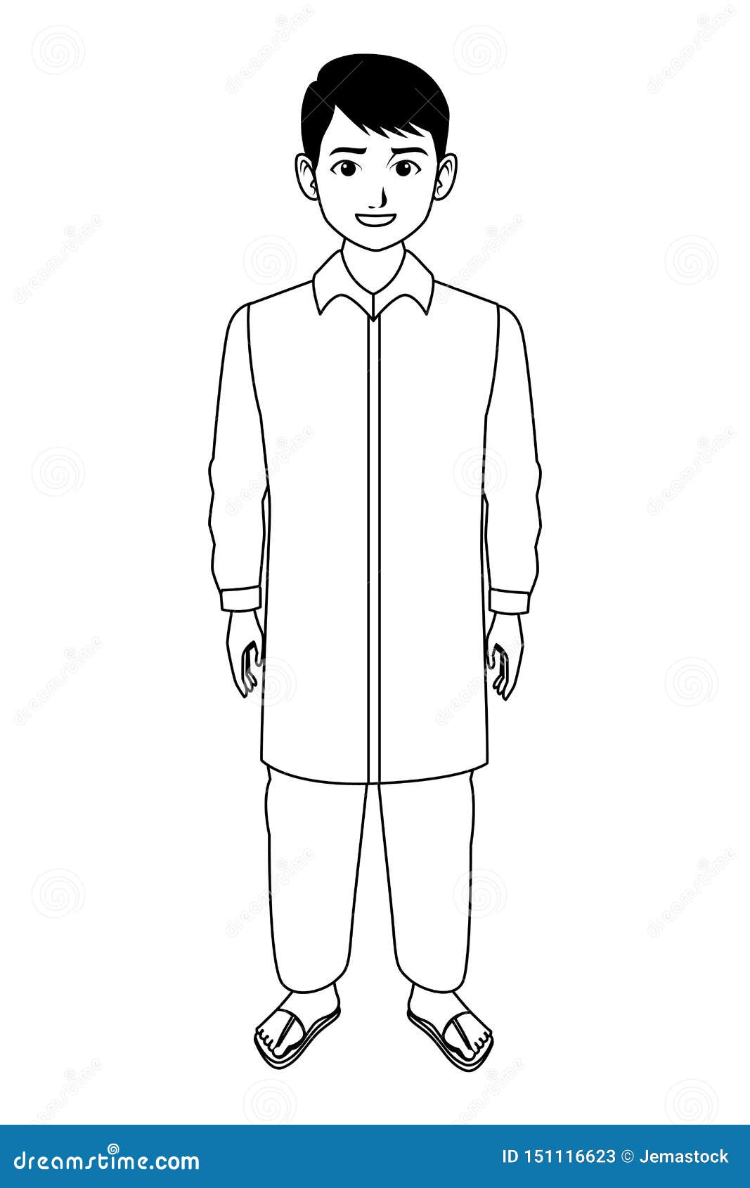 Indian Boy Wearing Traditional Hindu Clothes in Black and White Stock  Vector - Illustration of dress, beauty: 151116623