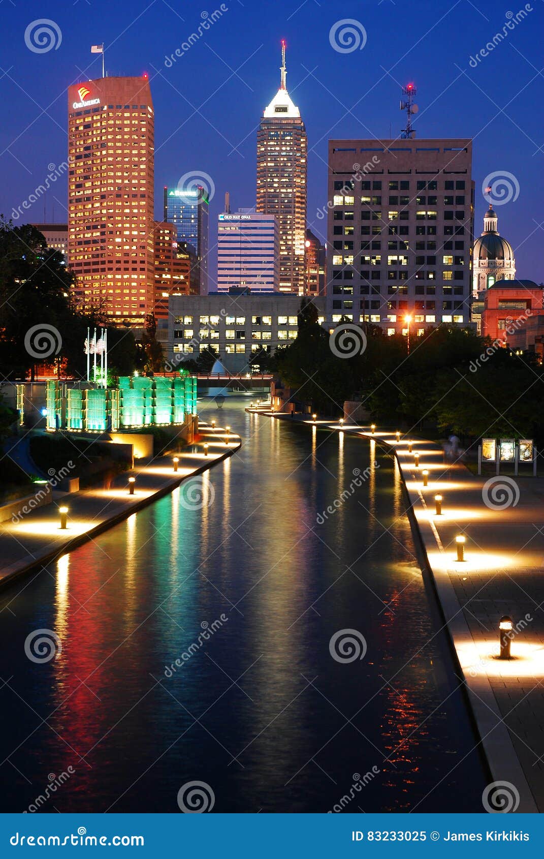 Indianapolis at Night editorial image. Image of central 83233025