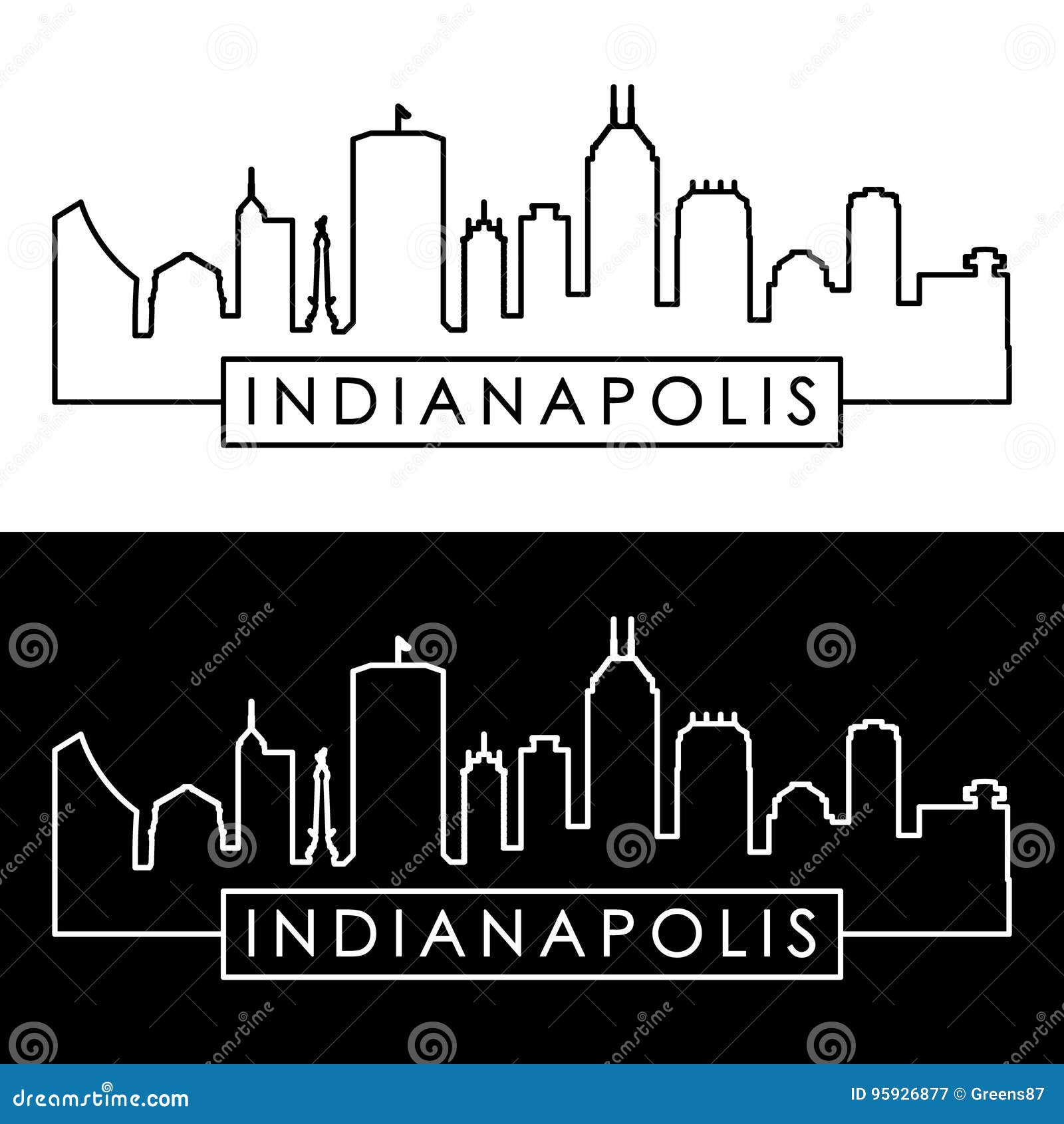 Indianapolis USA Skyline And Landmarks Silhouette.