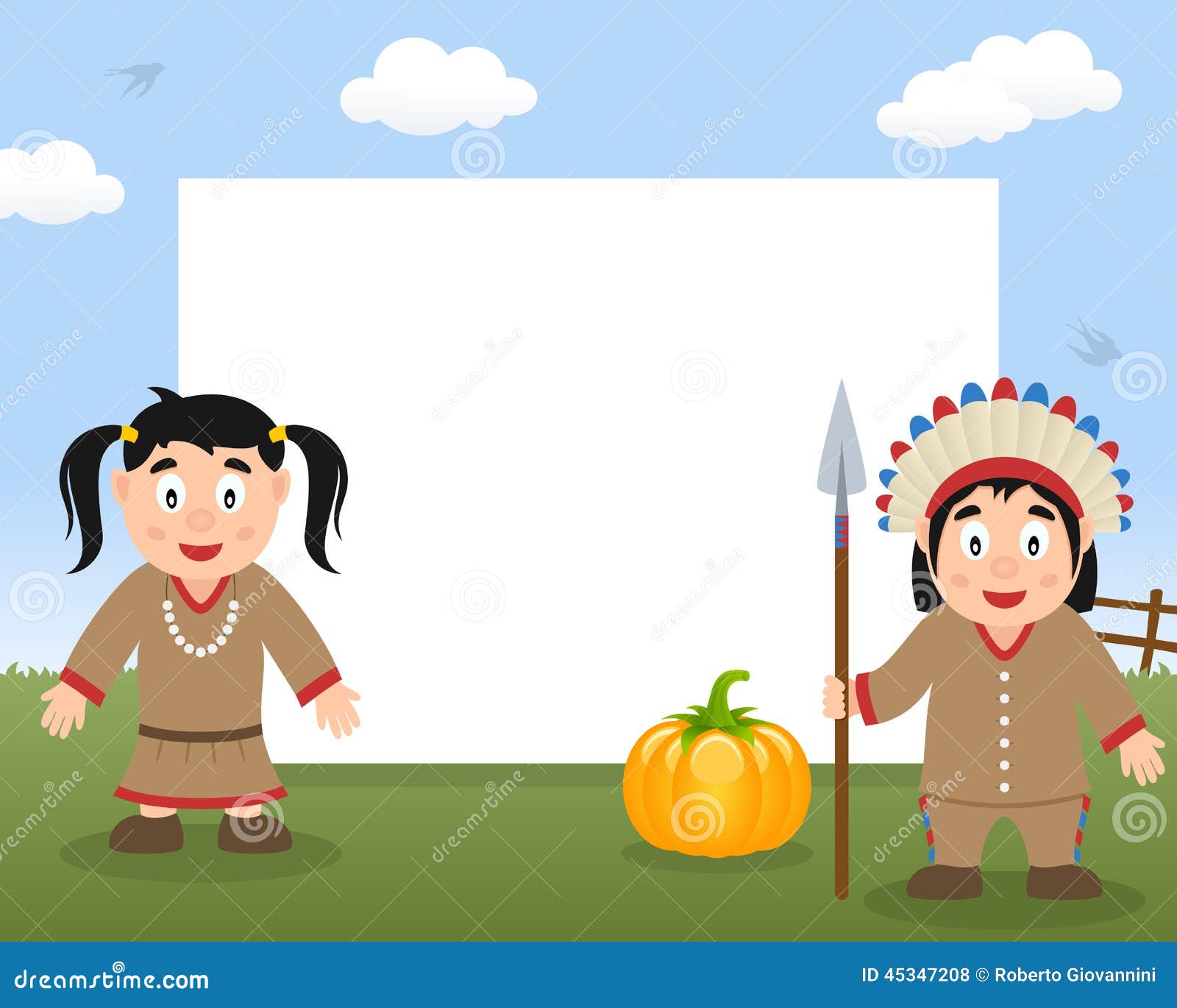 indians thanksgiving horizontal frame