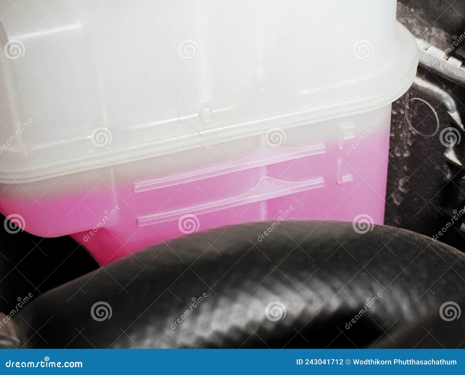 Coolant Tank With Liquid Antifreeze Of A Radiator System In Car