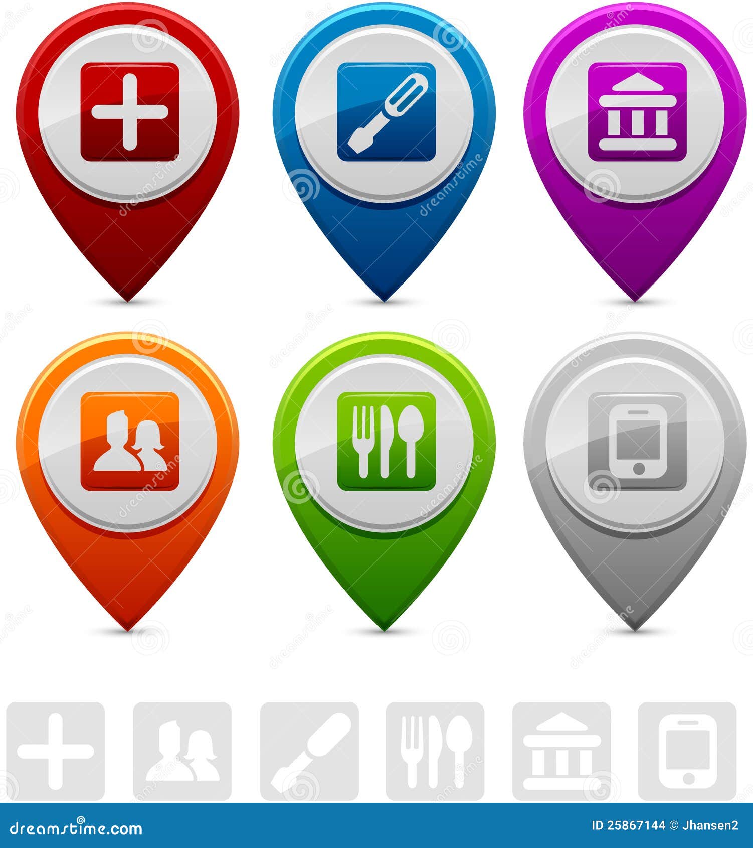 Indicatori di posizione illustrazione vettoriale. Illustrazione di