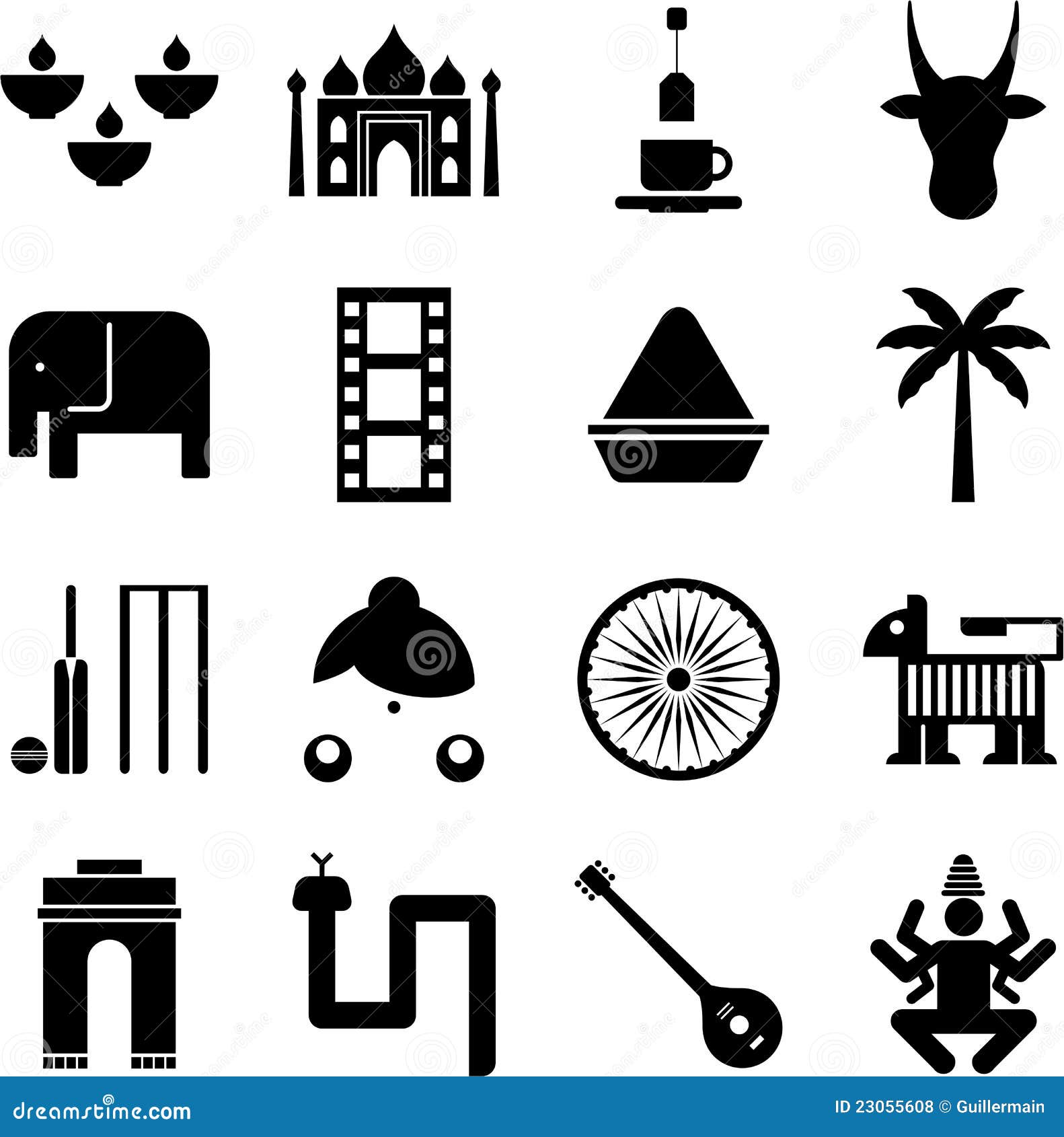 Indien Piktogramme Vektor Abbildung Illustration Von Reisender